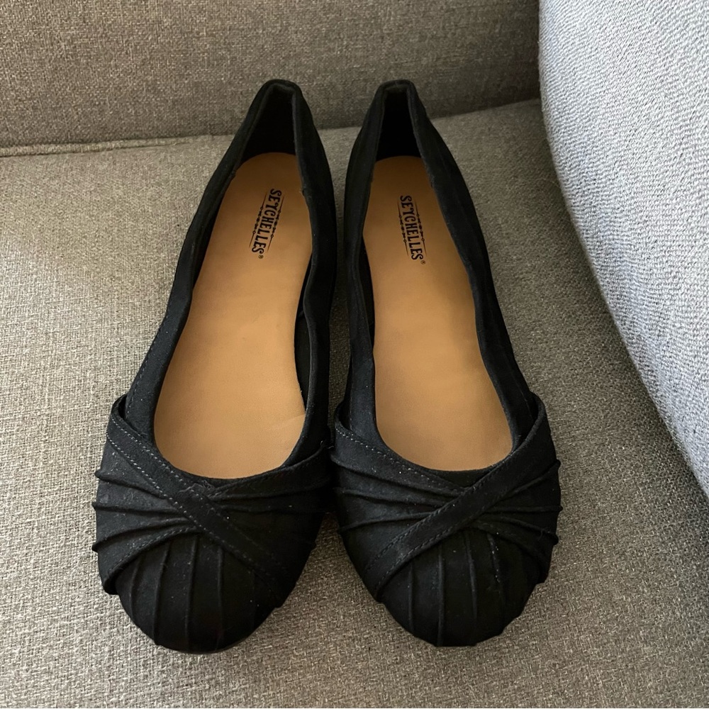 Seychelles Faux Suede Black Flats